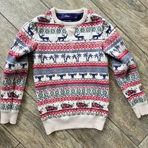 johnnie-O Boys K8ds Christmas Festive Crewneck Sweater Merino Wool Sz 8
